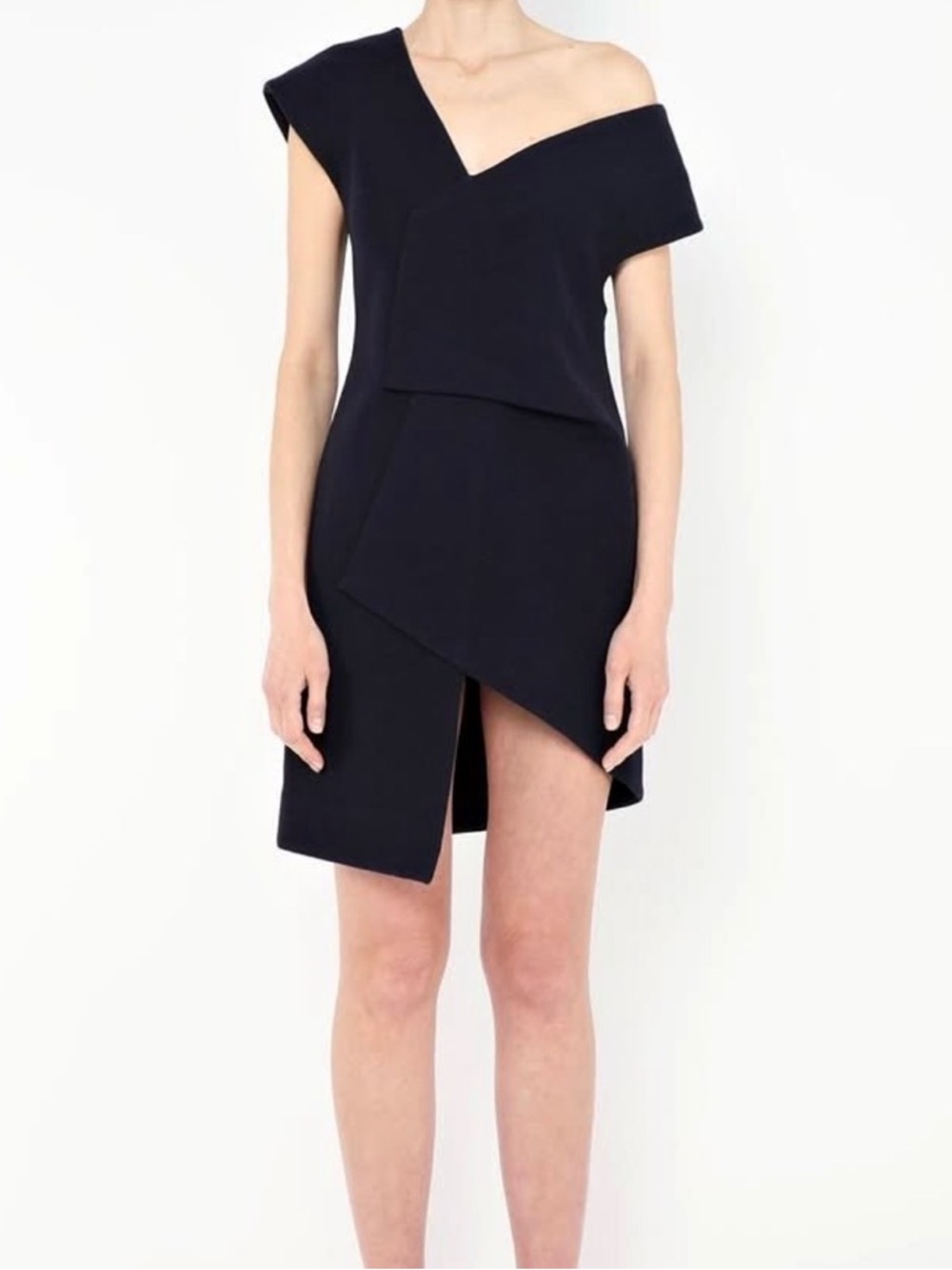 Jacquemus asymmetrical wool navy mini dress